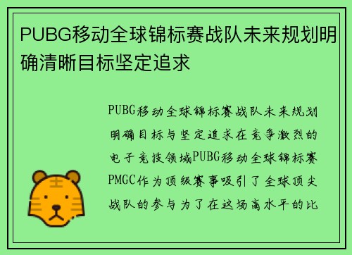 PUBG移动全球锦标赛战队未来规划明确清晰目标坚定追求